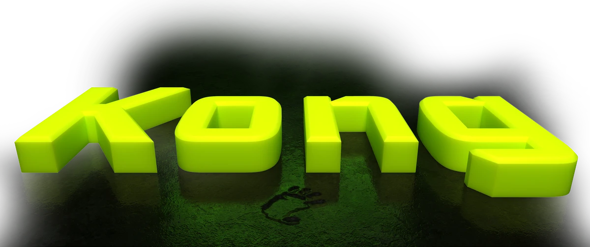 Inflated acid-green 3D Kong wordmark on black