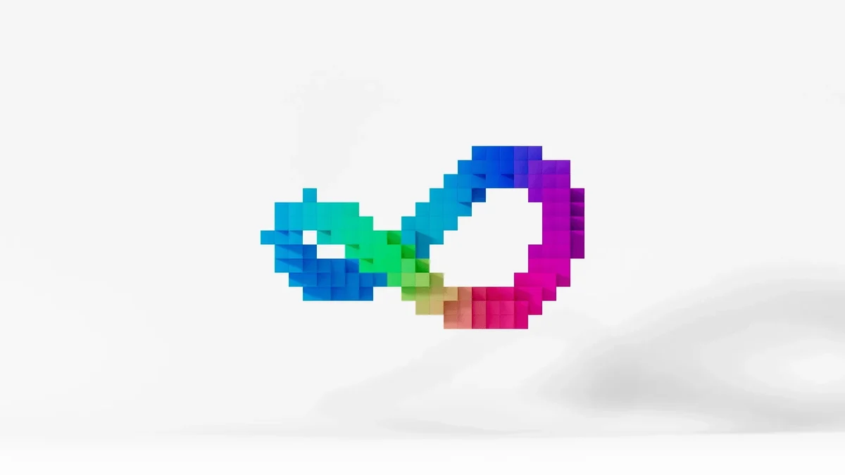 Pixelated rainbow Meta infinity symbol
