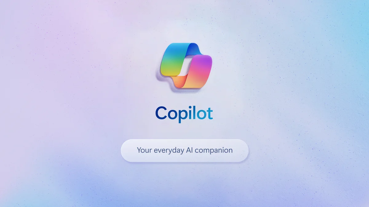 Copilot logo and prompt bar on a soft gradient