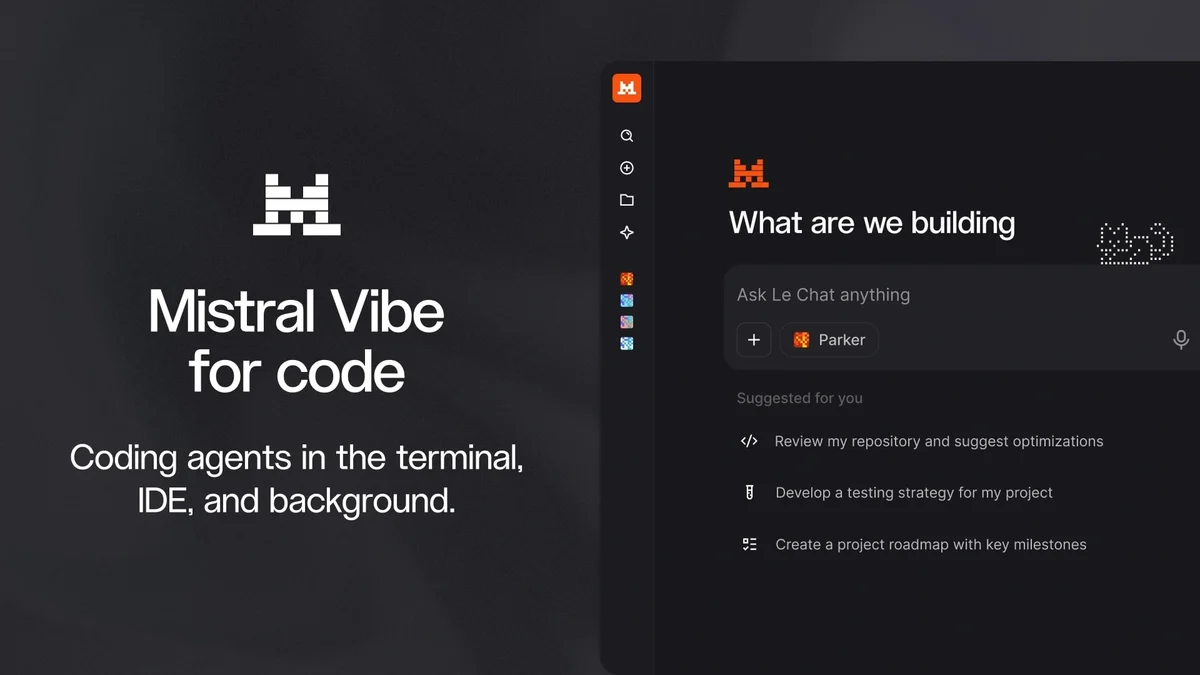 Mistral Vibe for code product card on black