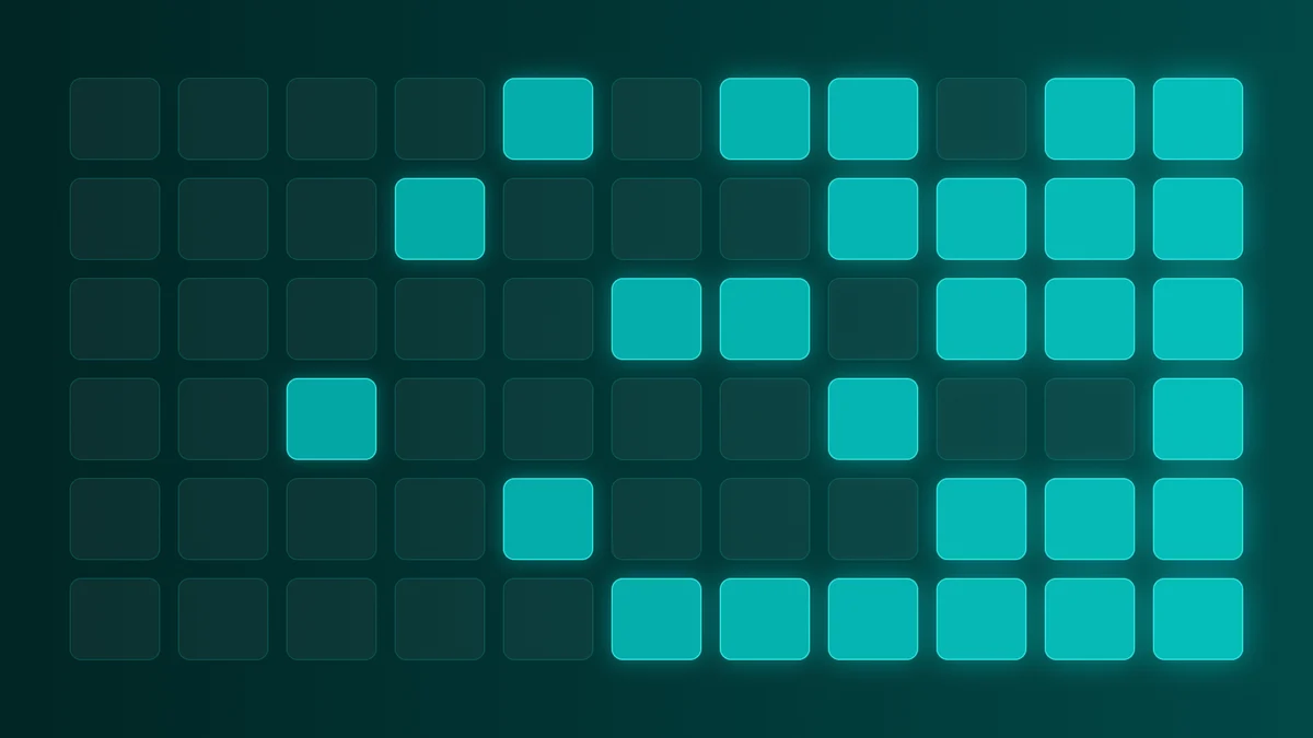 Netlify teal pixel-grid motif