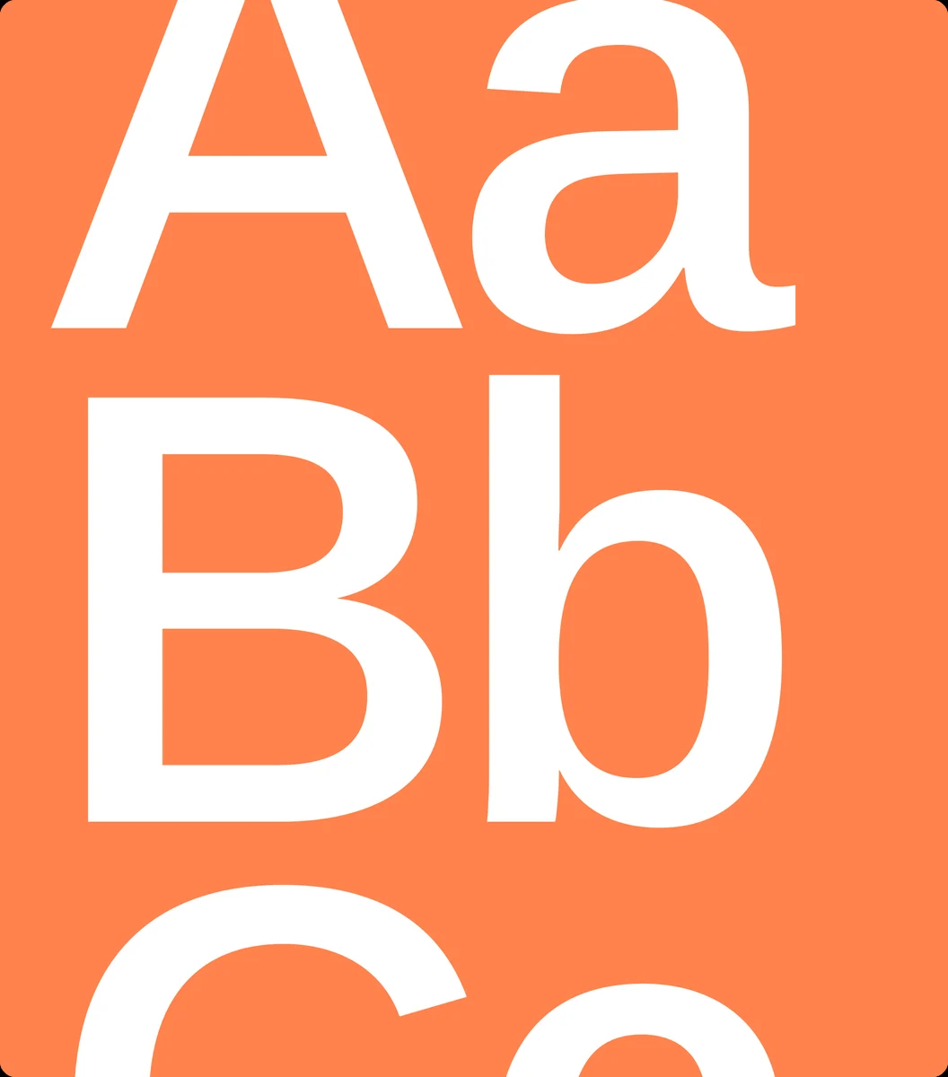 Muestra tipográfica «Aa Bb» en blanco sobre naranja