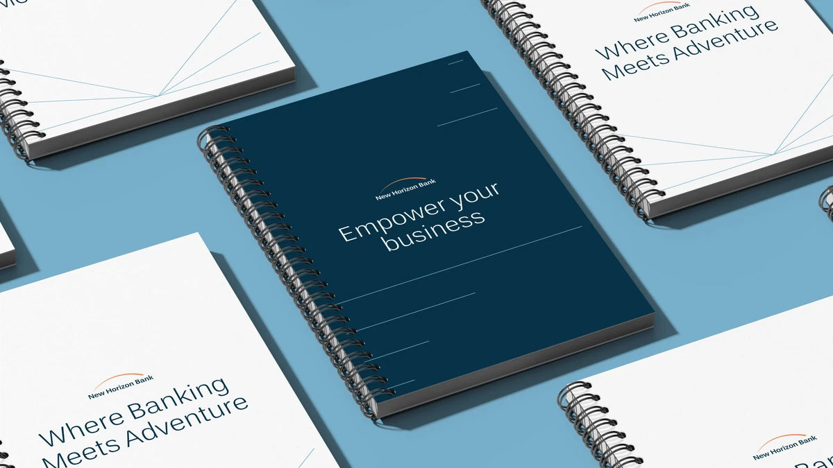 Cuadernos y material impreso de New Horizon Bank