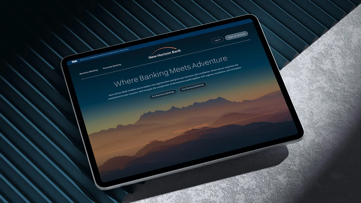 Tableta con la banca online de New Horizon Bank
