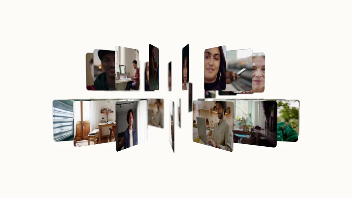 Okta photography arranged as floating cards