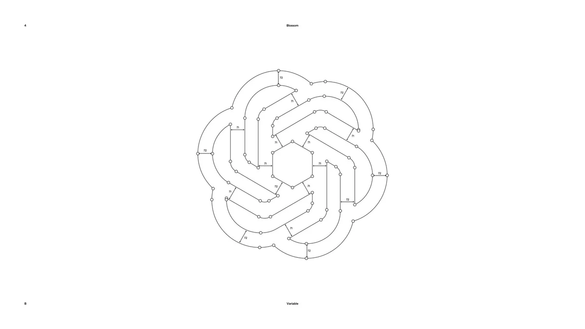 Dibujo de construcción del símbolo de la flor de OpenAI