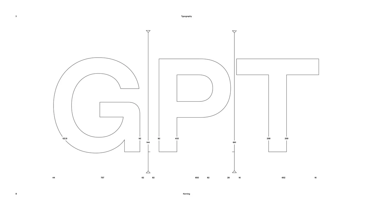 Construcción de la letra perfilada «GPT»