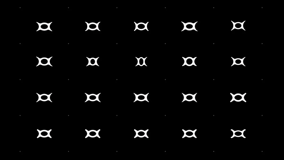 Cuadrícula del símbolo de OpenCoreOS en blanco sobre negro
