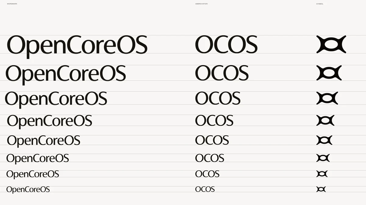 Lockups de los logotipos de OpenCoreOS y OCOS en varios tamaños