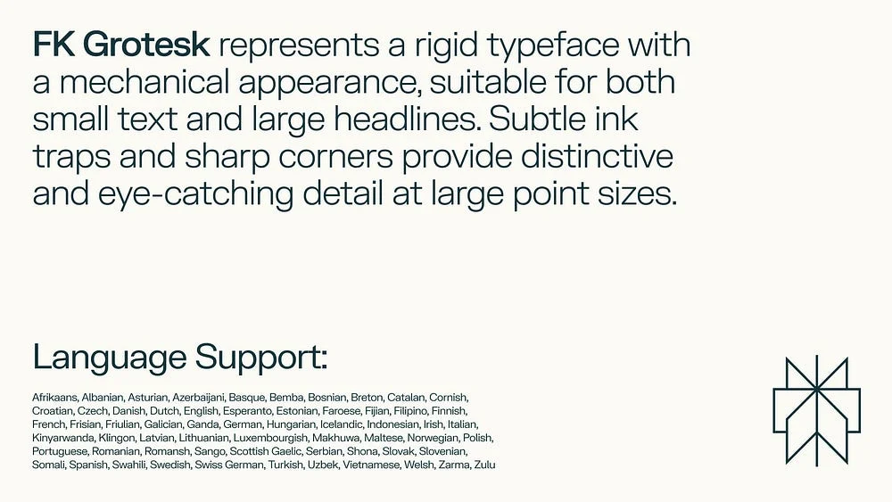 Notas sobre la tipografía FK Grotesk y página de idiomas compatibles