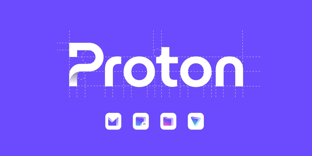 Proton wordmark and product icons on purple