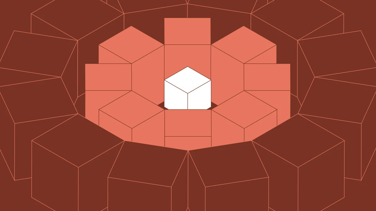 Retool illustration: an isometric cube on terracotta