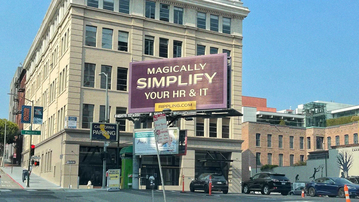 Rippling billboard on a city building