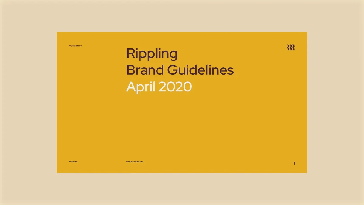 Cover of the Rippling Brand Guidelines, April 2020