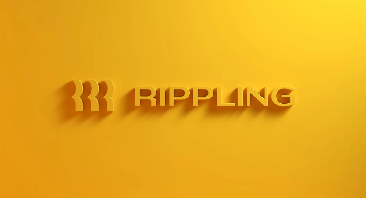 Rippling wordmark on gold