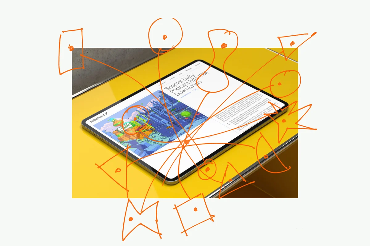Robinhood tablet with sketch annotations