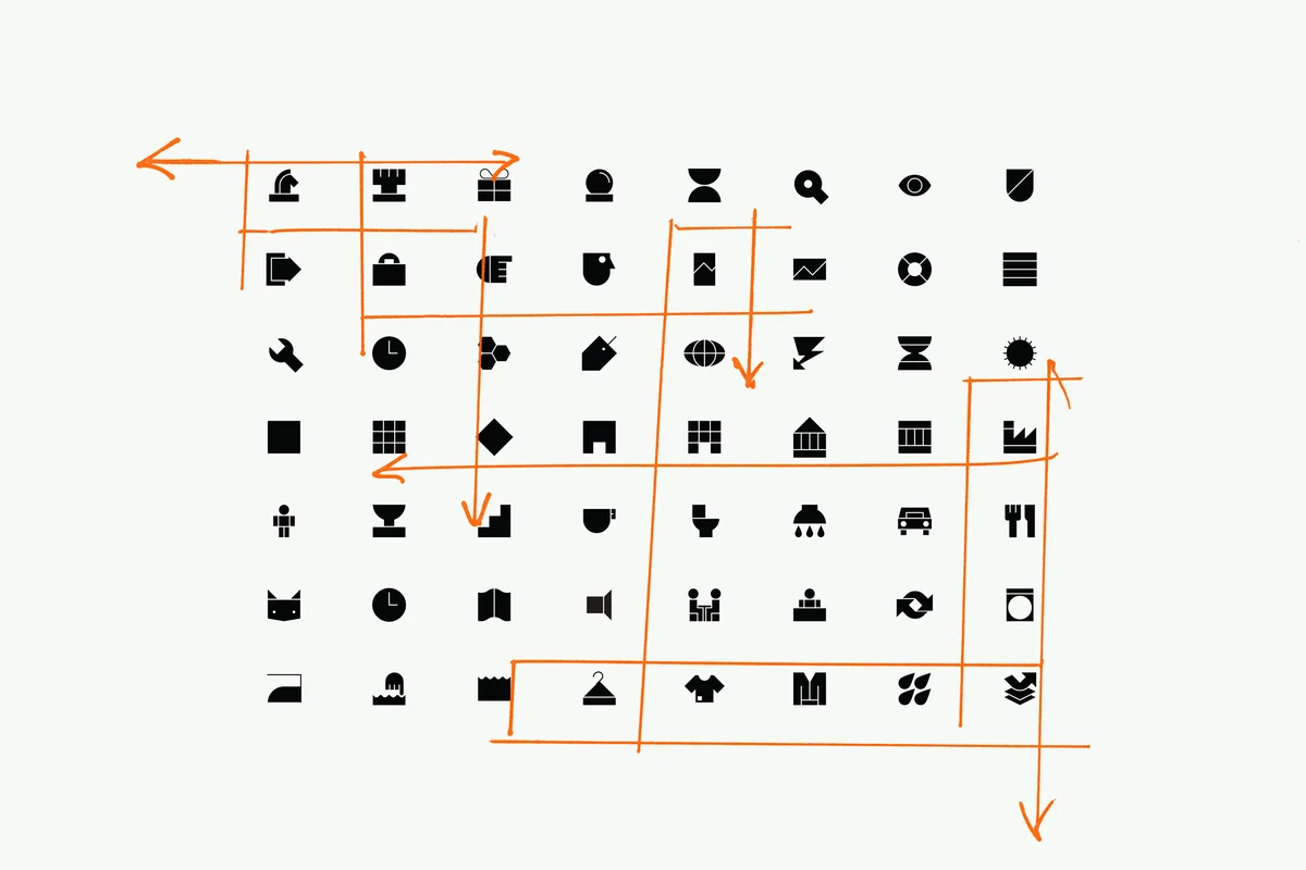 Robinhood icon set with sketch annotations
