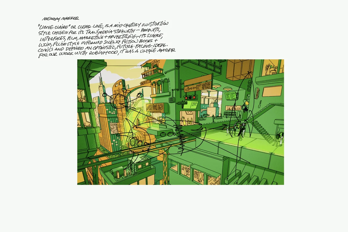 Robinhood illustration with editorial notes