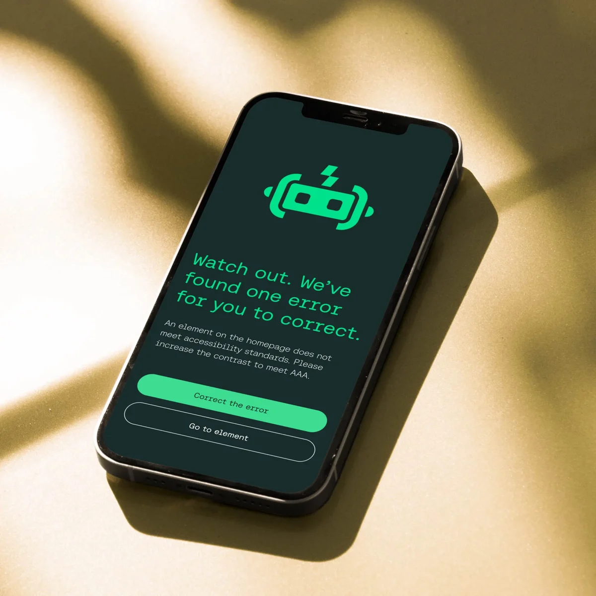 Teléfono que muestra una pantalla de Sauce Labs en verde