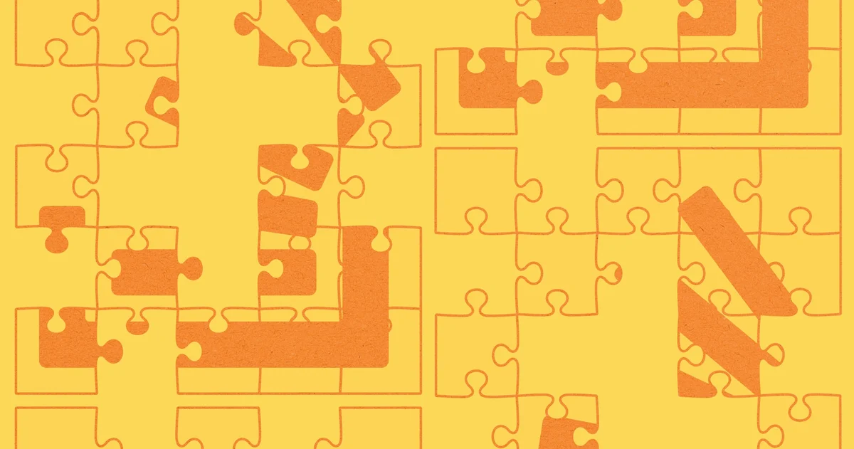 Patrón de piezas de puzzle amarillo y naranja de la nueva identidad de Stack Overflow