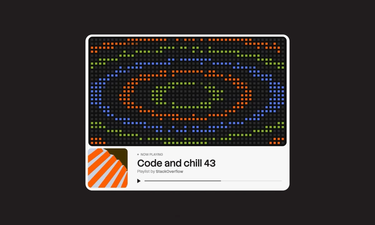 Tarjeta web de Stack Overflow con un patrón concéntrico colorido