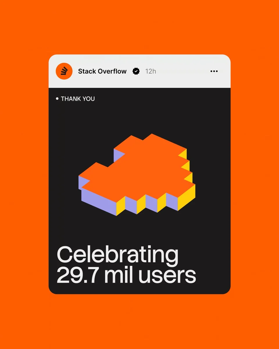 Tarjeta social de Stack Overflow: «Celebrating 29.7 mil users»
