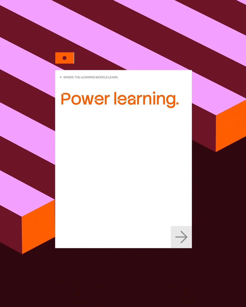 Cartel de Stack Overflow: «Power learning.» con rayas rosas y naranjas