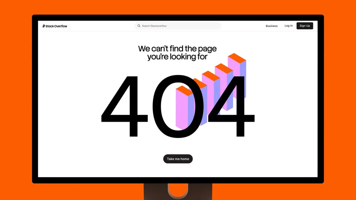 Página 404 de Stack Overflow en un monitor