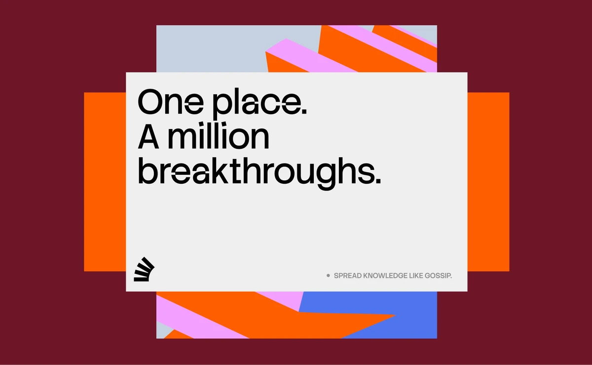 Cartel de Stack Overflow: «One place. A million breakthroughs.»