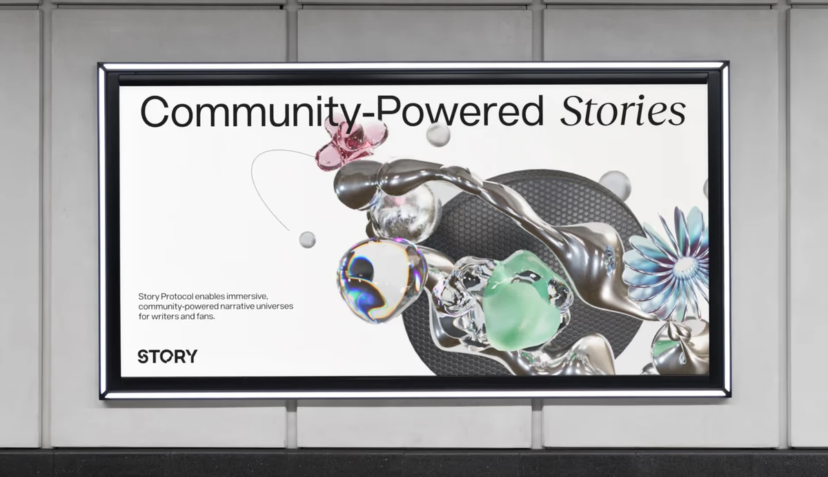 Valla publicitaria: «Community-Powered Stories»