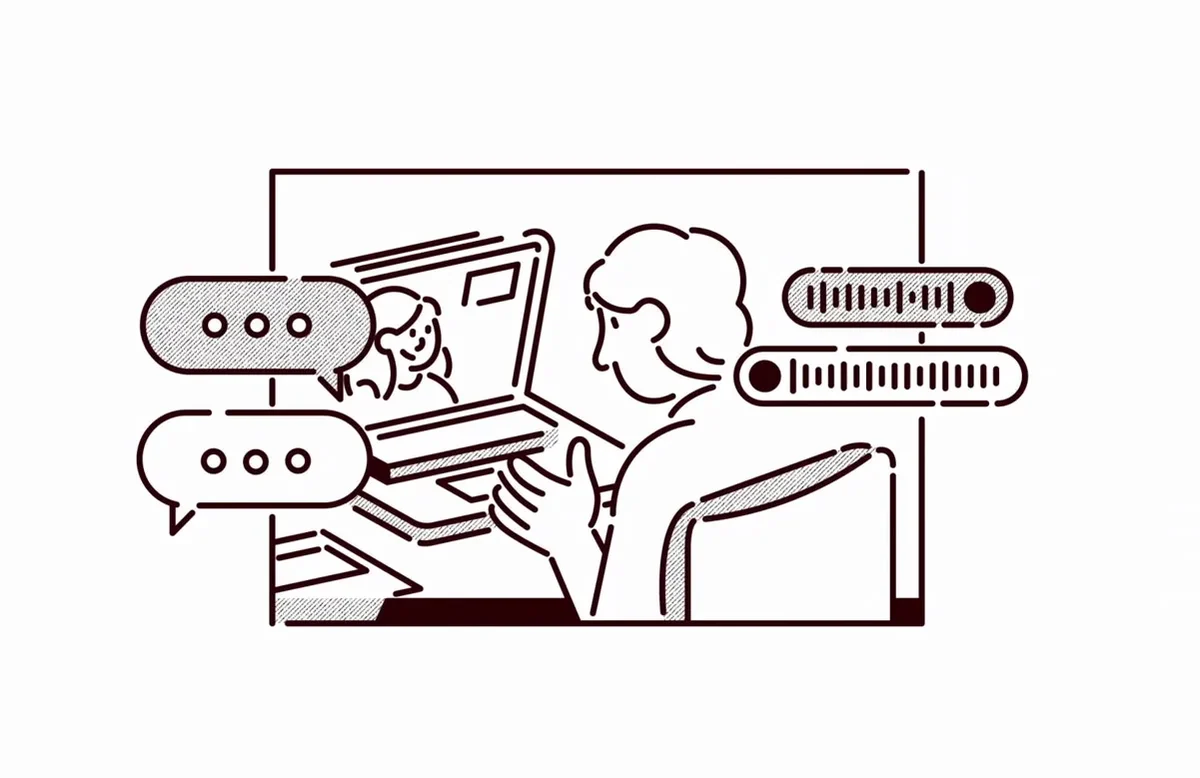 Ilustración lineal de Talkspace de una conversación