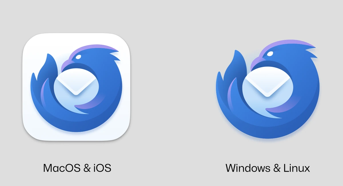 Thunderbird app icons for macOS/iOS and Windows/Linux