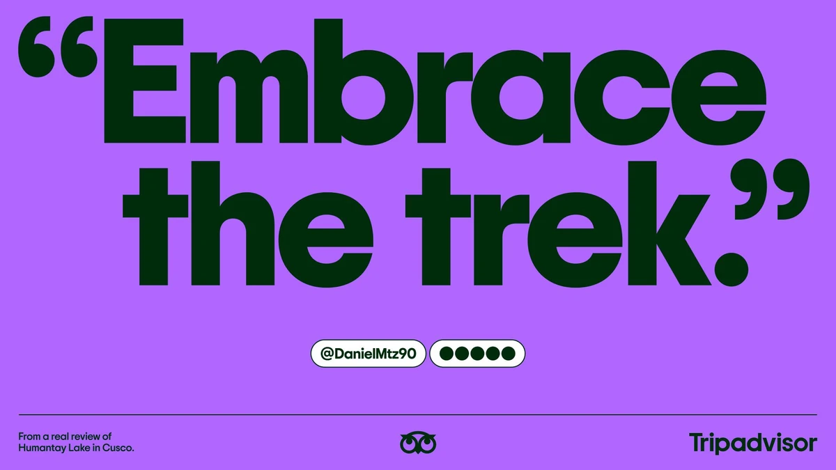 Tripadvisor ad: 'Embrace the trek.' on purple