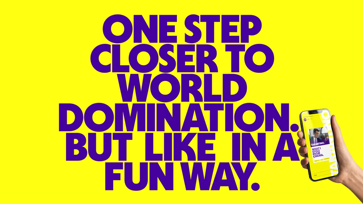 Tubi ad: 'One step closer to world domination…'