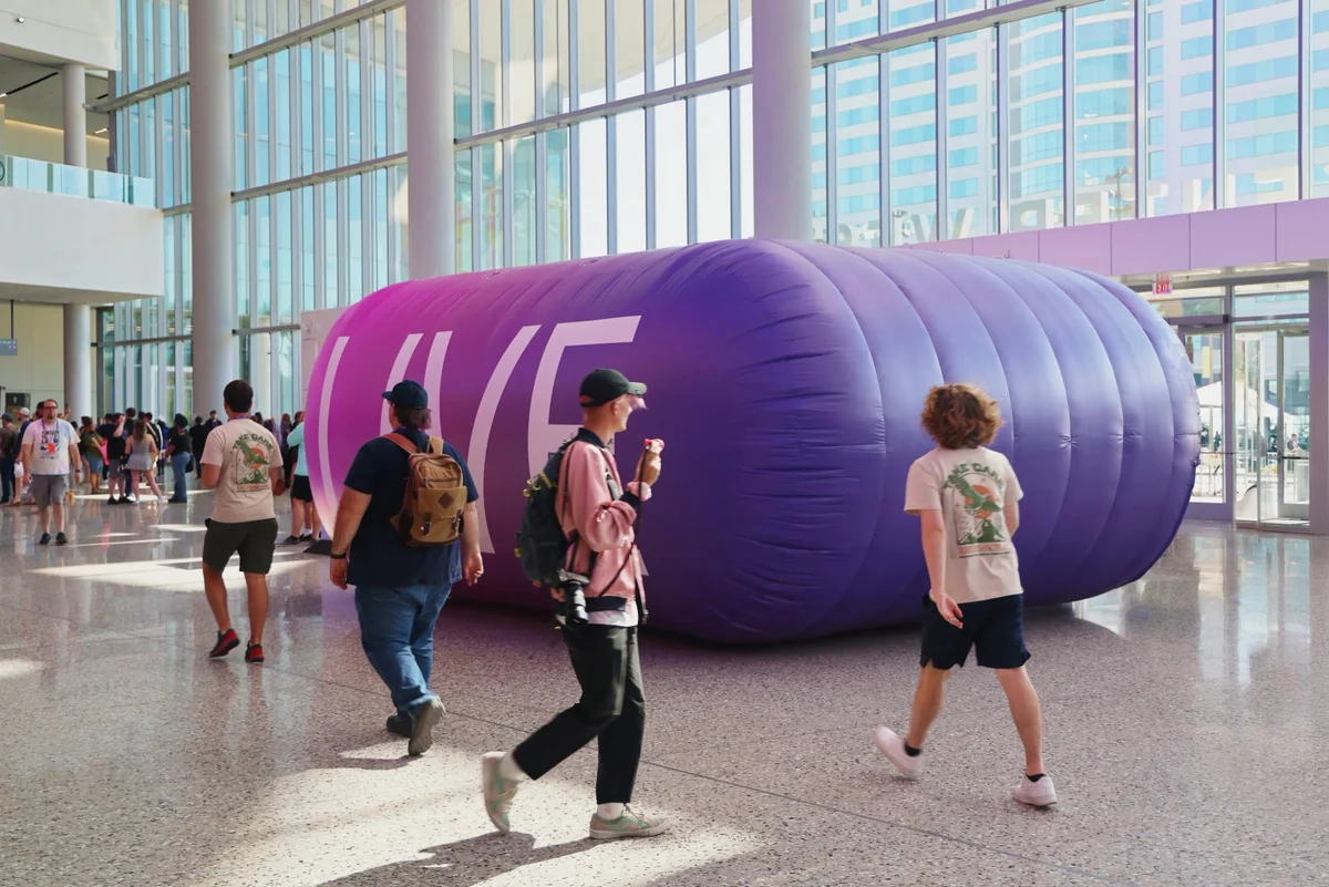 Inflatable Twitch installation in a convention hall