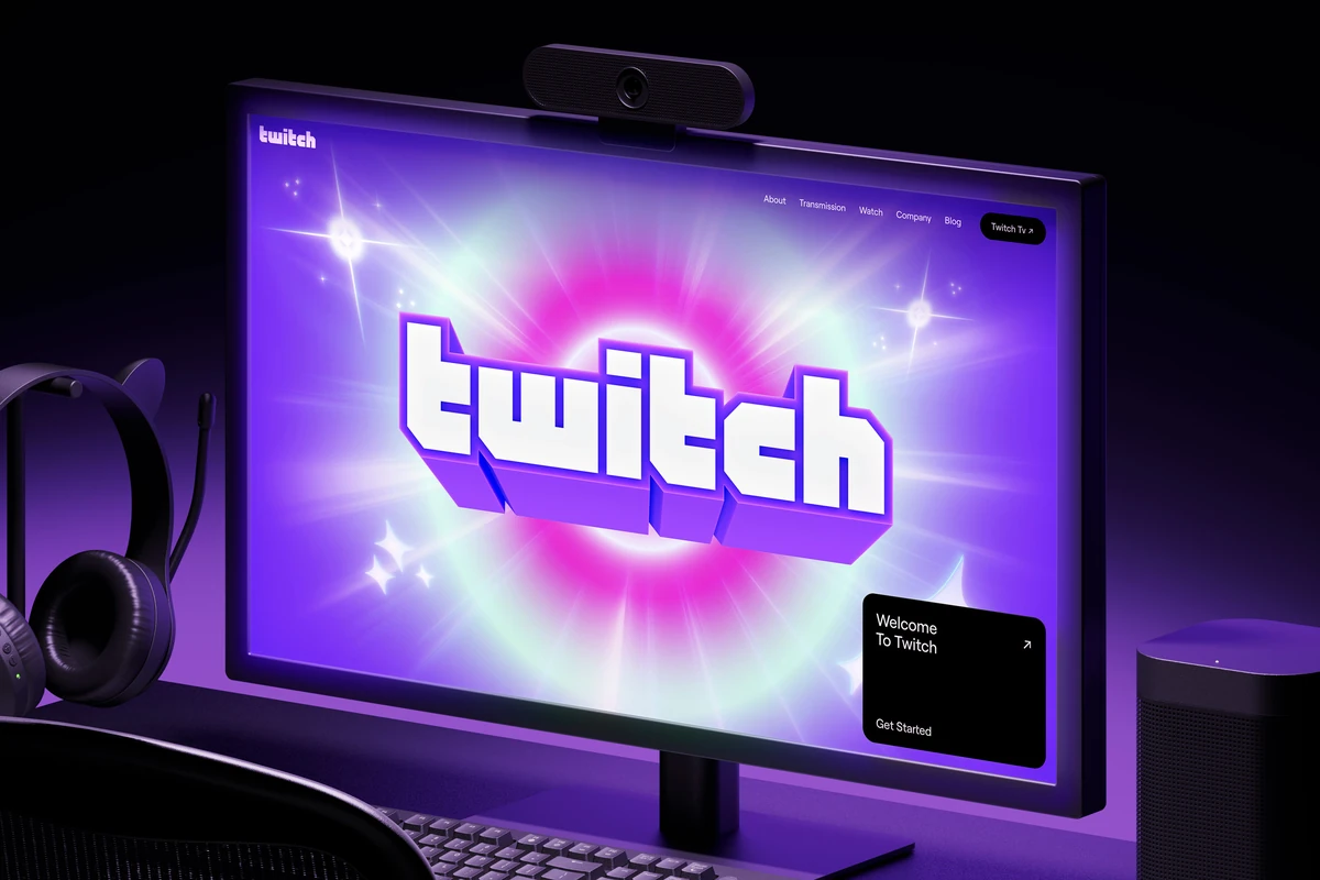 Twitch logo on a monitor with a purple glow