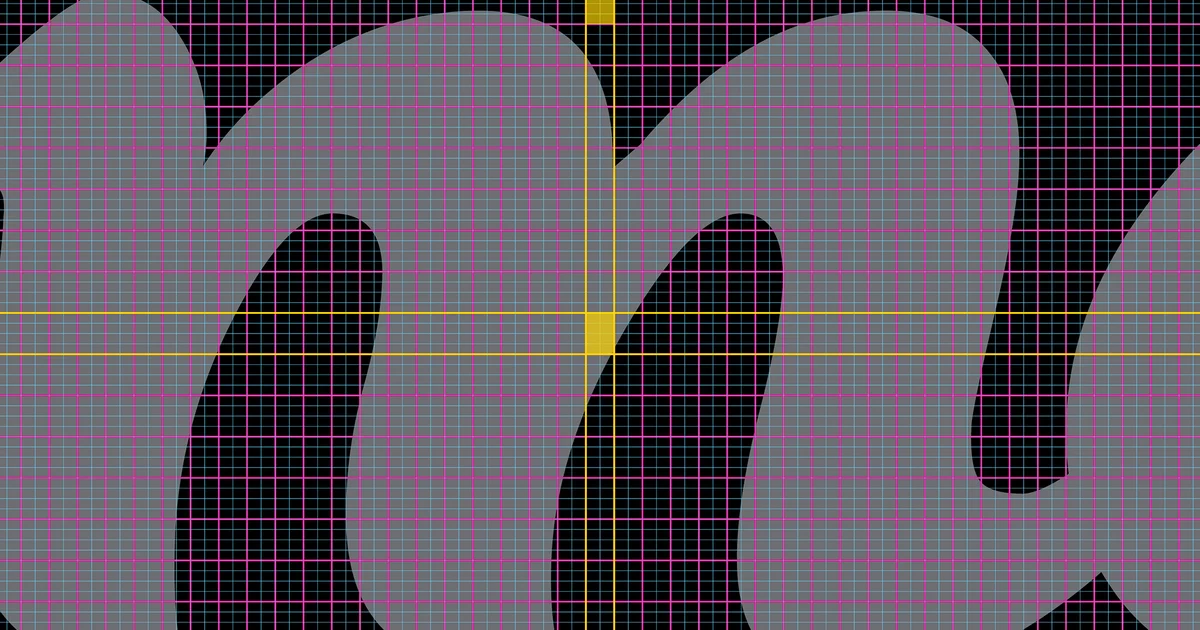 Construcción de la letra «v» de Vimeo dibujada sobre una cuadrícula