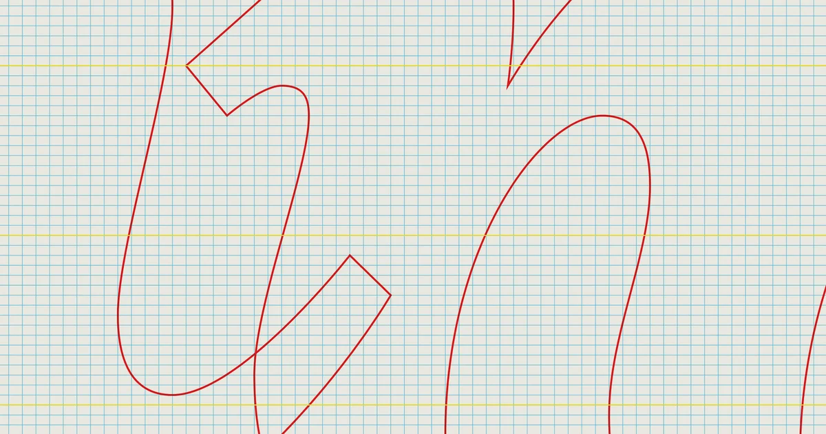 Curvas de construcción rojas del logotipo de Vimeo sobre una cuadrícula
