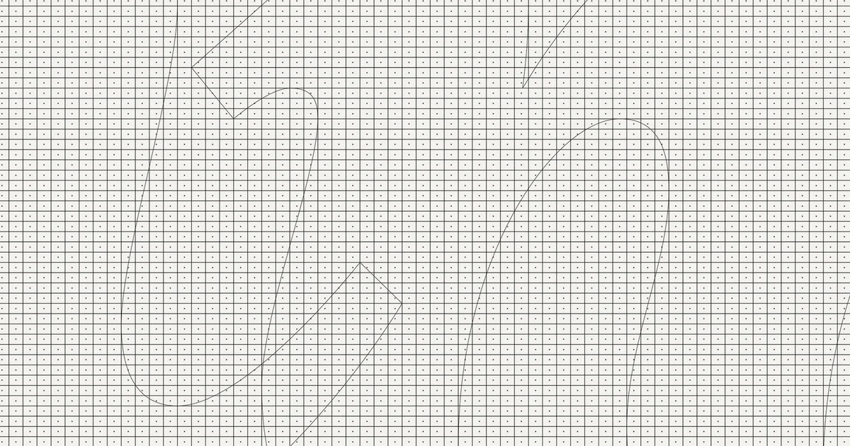 Boceto a lápiz sobre cuadrícula de las letras del logotipo de Vimeo