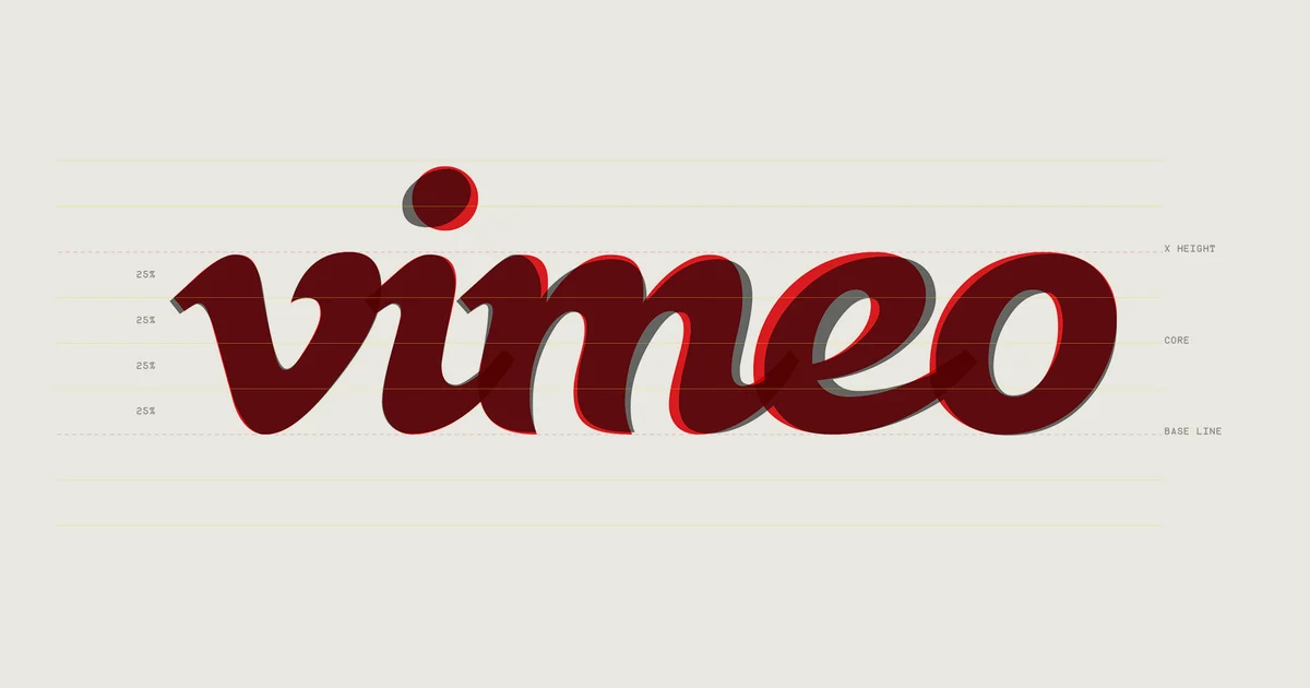 Logotipo de Vimeo en rojo intenso sobre crema