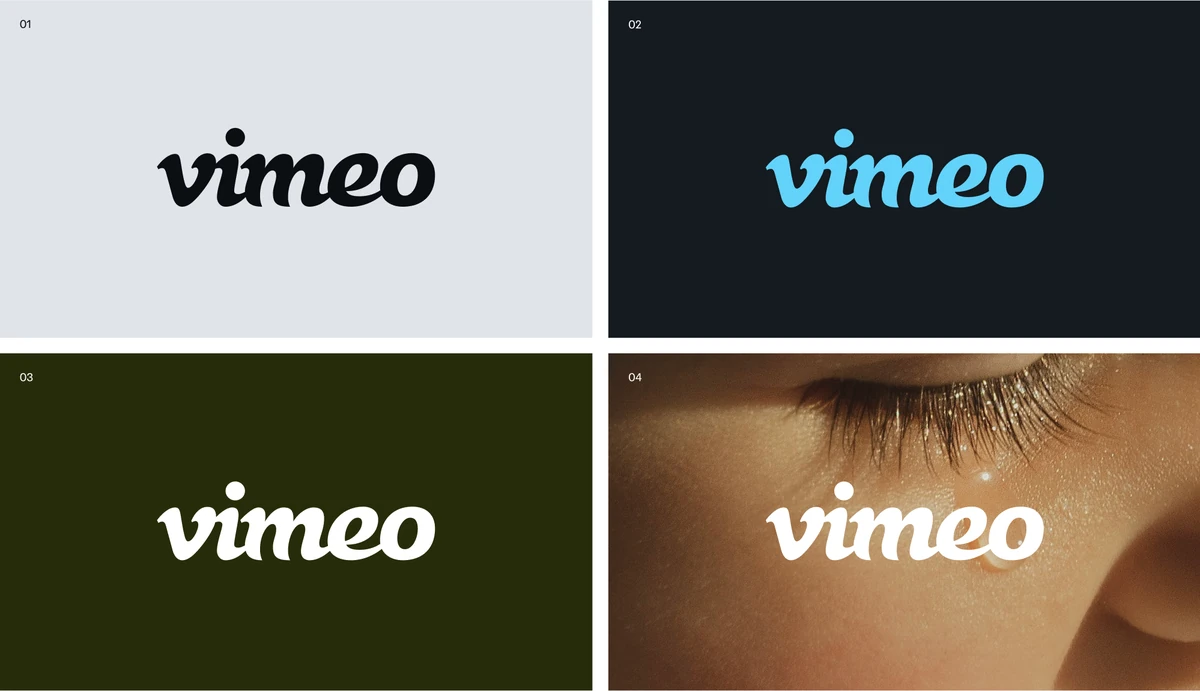 Logotipo de Vimeo sobre cuatro fondos de color