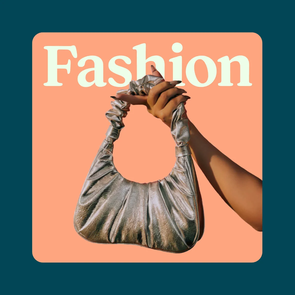 Digital card featuring art directed shot of a handbag on 'salmon' colourway as part of the brand refrsh designed by Studio Kiln.