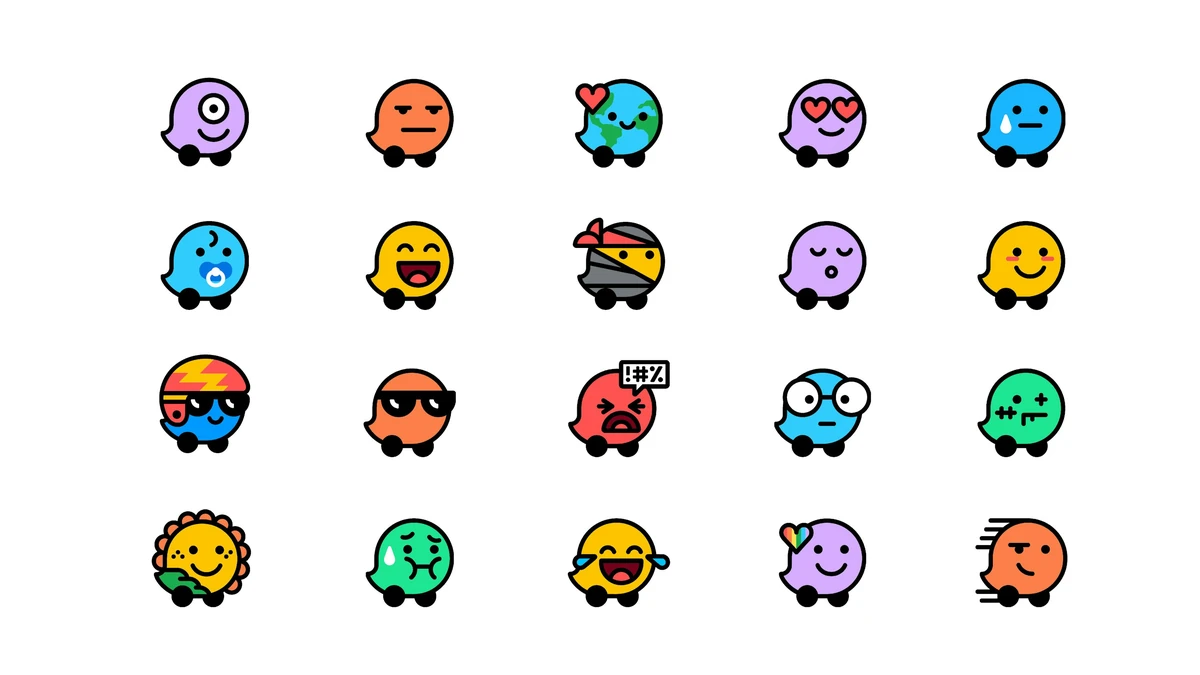 Waze character icon set