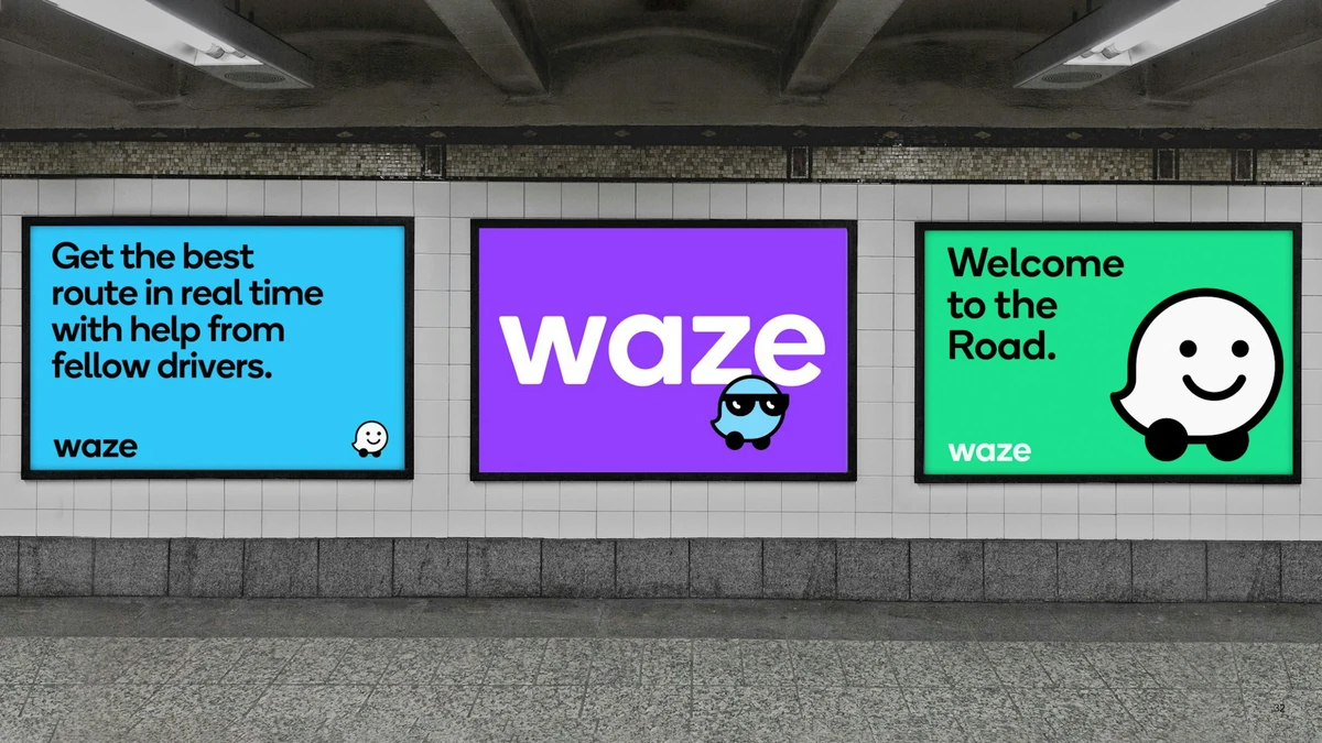 Waze digital screens in a station