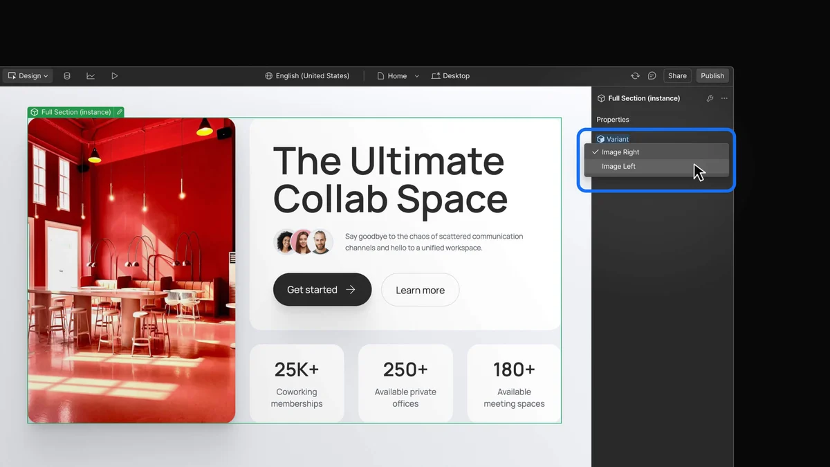 Webflow site example: 'The Ultimate Collab Space'