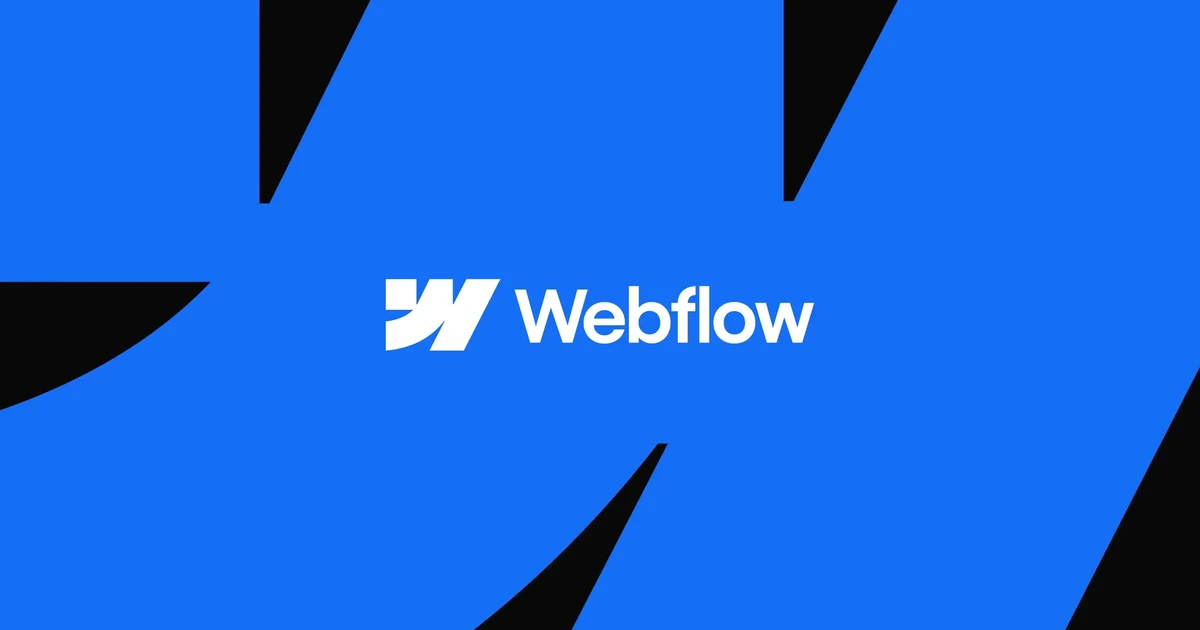 Webflow logo on a blue brand graphic