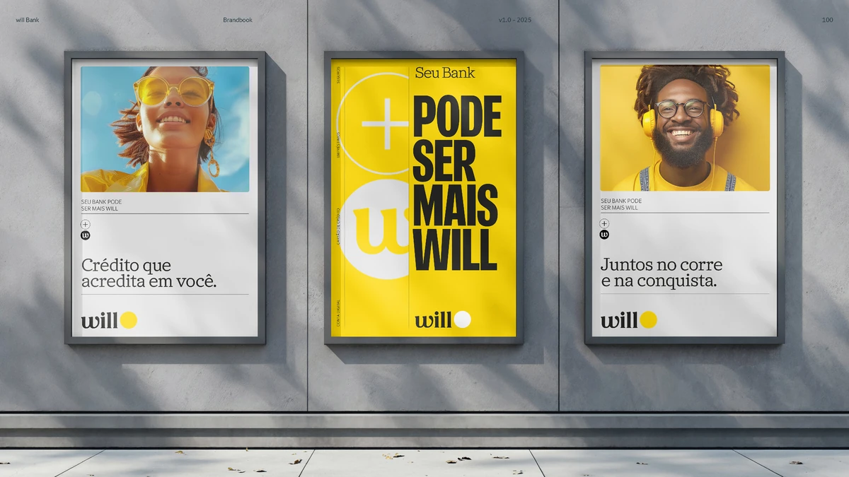 Carteles de Will Bank en una marquesina de autobús: «Pode ser mais Will»
