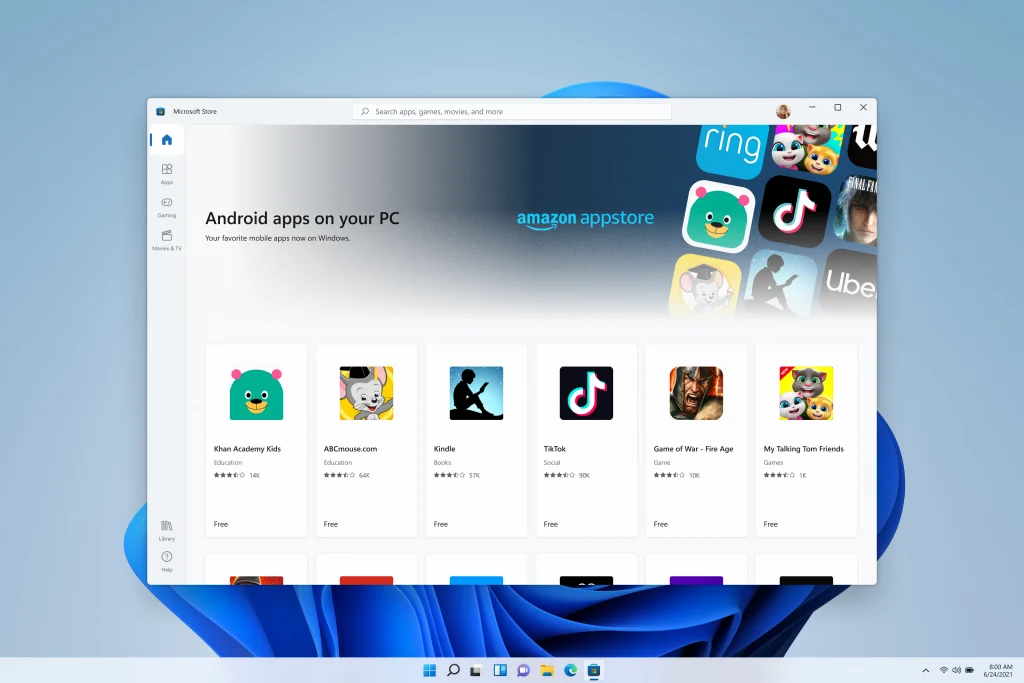 Windows 11 Store showing Android apps