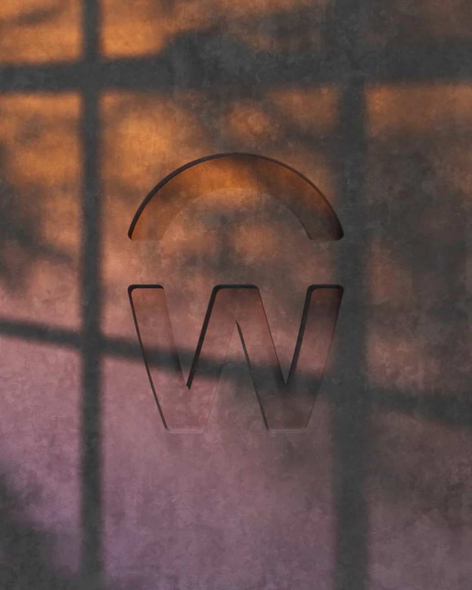 Marca W de Workday grabada en vidrio esmerilado