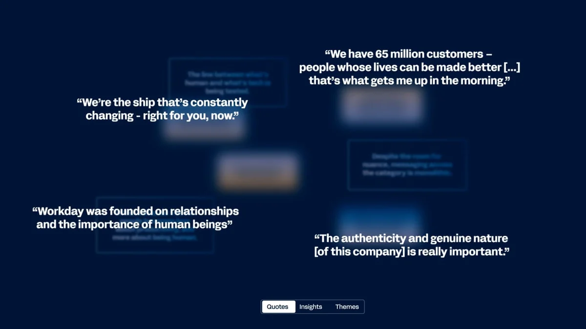 Citas de clientes de Workday sobre azul oscuro